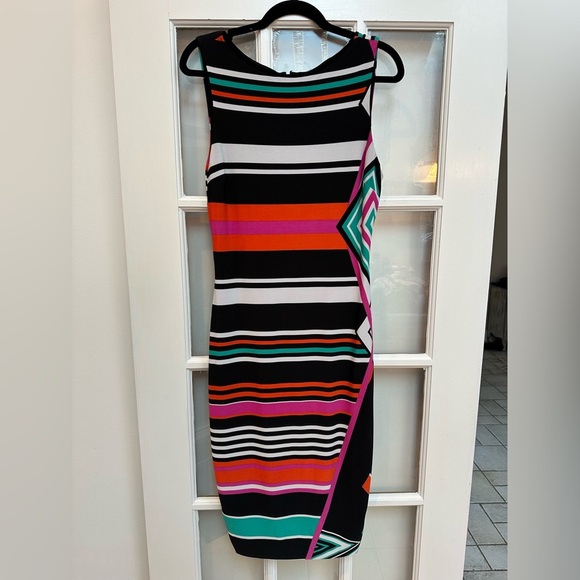 Vintage Y2K Cache Bright Retro Cocktail Party Midi Dress Size 6 Small S - Picture 11 of 11